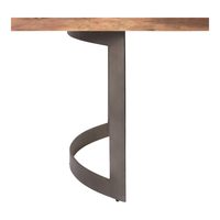 Table à manger de luxe en bois de manguier massif courbé de style industriel moderne, pieds en fer, finition naturelle, meubles personnalisés pour usage hôtelier