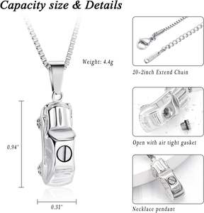 Porte-clés voiture petit aluminium minuscule souvenir urnes bijoux Tube cylindre urne collier pour cendres urne pendentif pour femmes taille personnalisée - Product Image 4