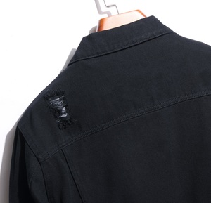 Wholesale Custom logo <b>Blue</b> Jean Jacket Plain <b>Men</b> Denim Jacket Black Dye <b>Men's</b> Denim Jacket Button Closure Washed Denim Slim Fit - Product Image 6