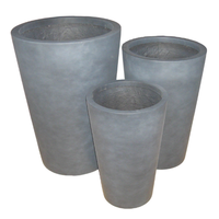 Lot de 3 pots de fleurs en fibre de verre légers, durables et écologiques, forme moderne, faible MOQ, gain de place, pour la décoration de la maison et du jardin