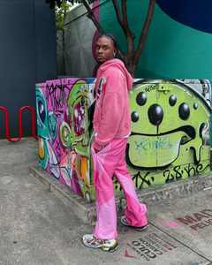 Luxury Streetwear Acid Wash Tracksuit Set Zipper Hoodie and Flared Sweatpants with Distressed <b>Patch</b> and Hoodie Set - Product Image 5