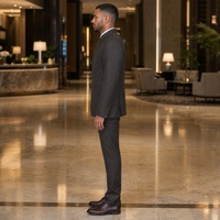 Costume homme marron expresso, jacquard craquelé à motif reptile, col mandarin, devant ouvert, poche plaquée arrondie, costumes marron, costume sur mesure