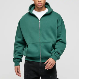 Sweat à capuche zippé en molleton épais de coton écologique, personnalisé et brodé, de haute qualité pour hommes - Product Image 5