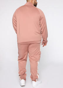Logo personnalisé vente en gros ensemble de survêtement personnalisé à rayures de couleur rose pour hommes ensemble de jogging 2 pièces sweat-shirt à capuche zippé - Product Image 4