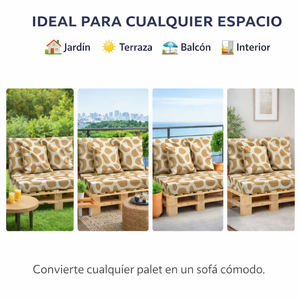 Ensemble de 4 coussins de palette d'extérieur en tissu durable 120x80 + 120x50 cm pour canapé de jardin, épaisseur 12 cm avec housse amovible - Product Image 6