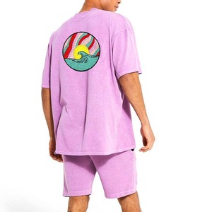 Conjunto de dos piezas personalizado de alta calidad, trajes informales de verano para hombres, venta al por mayor, conjunto de camisetas y pantalones cortos, ropa informal con patrón impreso - Product Image 3