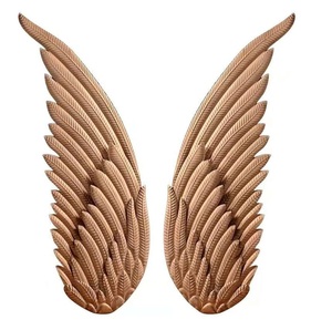 Fabriqué à la main Design moderne Ailes d'ange dorées Art mural Belle tenture murale décorative en aluminium - Product Image 5