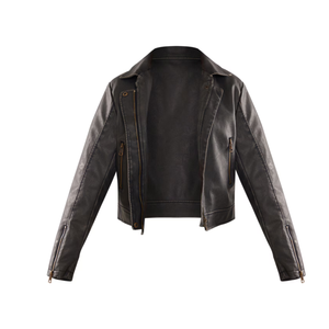 100% prendas de vestir de poliéster para mujer, chaquetas acolchadas de invierno con capucha de manga larga regulares, botones, venta al por mayor, cuero vaquero negro liso - Product Image 5