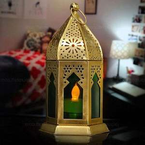 Lanterne décorative en métal multi-usages Ramadan Kareem avec bougeoir, parfaite pour les cérémonies religieuses, les festivals et les fêtes - Product Image 2
