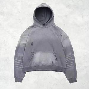 Sudadera con Capucha Personalizable al por Mayor 2025, Lavada, Estilo Casual, Corte Regular, Ropa Urbana, Color Gris para Hombre - Product Image 5