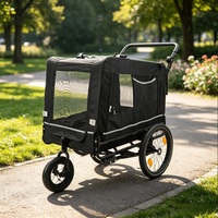 Remorque de vélo pour chien en métal d'extérieur, plateforme à trois roues, poussette 2-en-1 pour animaux de compagnie, porte-vélo, cadre pliable à dégagement rapide, antidérapant