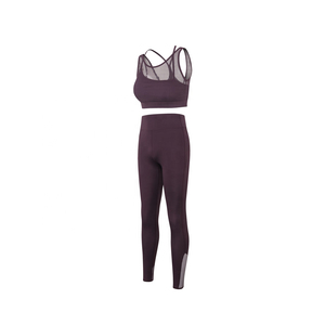 Ropa deportiva personalizada para gimnasio para mujer, conjunto de Yoga para levantamiento de glúteos, mallas de entrenamiento activas sin costuras de 2 piezas, conjunto de Yoga al por mayor, patrón sólido - Product Image 1