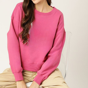 Sweat-shirt court pour femmes pull-over décontracté en coton à manches longues sweat à capuche OEM logo personnalisé approvisionnement en gros en vrac - Product Image 6