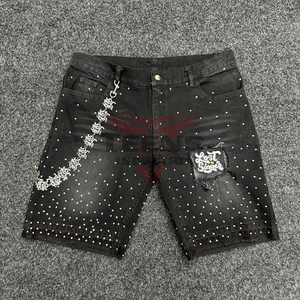 กางเกงขาสั้นผ้ายีนส์สำหรับผู้ชายกางเกงขาสั้นผ้ายีนส์สีพื้นดีไซน์ใหม่สำหรับผู้ชายดีไซน์ตามสั่งบริการ OEM - Product Image 3