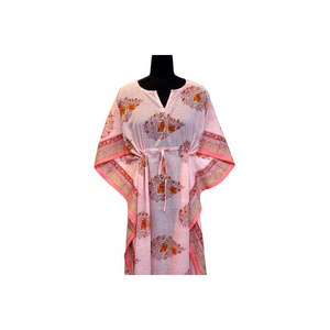 Rayon <b>Kaftan</b> Direct Factory Free <b>Size</b> Indian Hand Block Printed Long Free <b>Size</b> <b>Kaftan</b> Loungewear in Soft Cotton Voile for Sale - Product Image 1