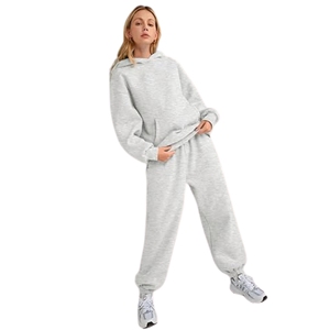 ชุดเสื้อนอกมีฮู้ด2ชิ้นโอเวอร์ไซส์ของผู้หญิงสำหรับใส่ในเลานจ์ฤดูหนาวผ้าทอแฟชั่นฤดูใบไม้ร่วงระบายอากาศได้ดี - Product Image 5