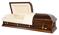 Ataúd Ecológico de Estilo Americano Uran URD-A295 de Caoba Sólida con Forro de Terciopelo, Acabado Mate y Diseño Personalizable para Funerales de Adultos