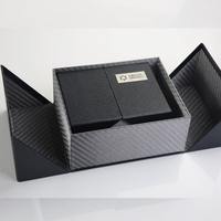 Boîte cadeau personnalisée haut de gamme noir mat double porte pour parfum feuille d'or revêtement UV gaufrage impression vente directe d'usine