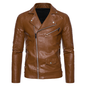 Veste décontractée vintage pour homme, design personnalisé, avec fermeture éclair, en cuir PU pour les amateurs de moto - Product Image 5