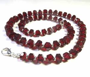 Cuentas de Granate Natural de Mozambique, Forma Cúbica, Tira de 18 Pulgadas, Perforadas en el Centro, 7-8 mm, Piedras Preciosas Rojas Facetadas para Collar - Product Image 4