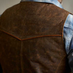 เสื้อกั๊กหนัง100% สำหรับผู้ใหญ่สำหรับผู้ชาย - Product Image 4