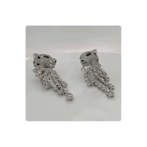 Pendientes Pantera de Oro de 14kt con Pureza de Diamante Genuino DE LA Mujer | Pendientes de Lujo Proveedor de Exportación a Granel de India - Product Image 2