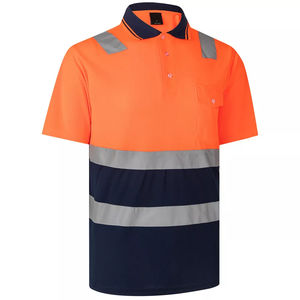 Polo de sécurité à manches courtes personnalisé haute visibilité avec bande réfléchissante chemise de vêtements de travail à sec froid polos à poche bicolore - Product Image 1