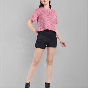 Jogging haut court chemises vêtements de rue femmes été haut court chemises haute qualité 100% coton grande taille femmes respirant haut court - Product Image 4