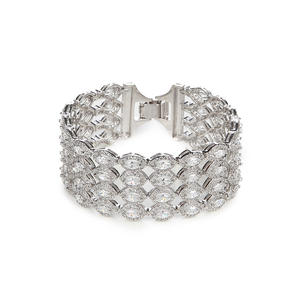 Bracelet de luxe en laiton plaqué rhodium, style classique, bijoux pour femmes, hommes, enfants, occasions de fête, de bal - Product Image 1
