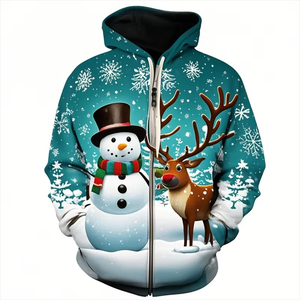 Vintage hommes 3D broderie loup graphique polaire 100% coton à manches longues surdimensionné Streetwear unisexe à capuche 2025 - Product Image 5