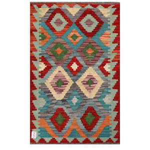 Alfombra Kilim de Maimana, Afganistán, 125 x 79 cm, Producto para Colgar en la Pared - Product Image 1