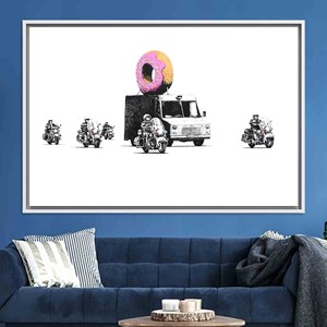 Impression sur toile Donut Protect Graffiti : Décoration murale d'art urbain, TOILE ENCADRÉE BLANCHE - Product Image 1