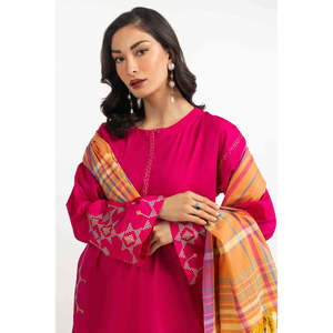 IPSTD-77103 Traje de Verano Casual de Algodón para Mujer, 3 Piezas, Cambric Bordado, Transpirable, Manga Larga, Cuello Redondo - Product Image 2