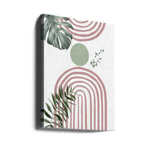 Arte Mural Boho Shapes 1, Decoración Bohemia Minimalista Rústica, Lienzo Beige con Marco de Bambú, Colgante con Cuerda para Decoración de Bodas - Product Image 2