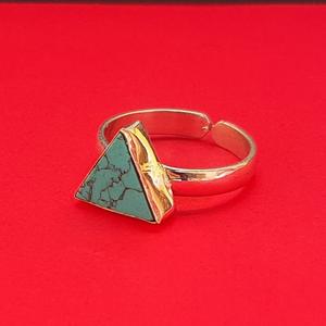 S925 estampado trillón turquesa joyería 925 plata esterlina turquesa piedra anillo ajustable para mujer - Product Image 2