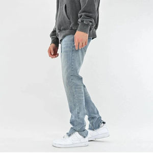 Pantalones Vaqueros de Mezclilla Rectos para Hombre, Personalizados, a la Moda, al por Mayor, con Logotipo Personalizado, Ajustados, Ligeros y Transpirables para Invierno - Product Image 4