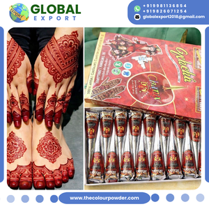 Mélange d'herbes Henné Rouge Cerise en cône, respectueux de la peau, fini longue durée, emballage en carton en vrac, utilisé pour les cérémonies de mariage et le Mehndi nuptial - Product Image 2