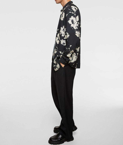 เสื้อเชิ้ตฮาวายแขนยาวลายดอกไม้ผ้าโพลีเอสเตอร์ 100% คุณภาพสูงสำหรับผู้ชาย ขายส่งแบบกระดุมสองแถว - Product Image 3