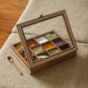 Caja Organizadora de Especias de Madera Natural con Acabado Liso, Tallados Decorativos Elegantes, Ecológica, Grosor Ajustable para un Estilo Moderno - Product Image 5