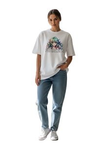 Camiseta de Manga Corta para Mujer, Blanca, Premium, Corte Regular, Informal, Transpirable, 100% Poliéster, con Decoración de Letras - Product Image 5