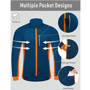 Moda de alta calidad 2025 chaqueta de ciclismo personalizada para hombre cuello alto bolsillos con cremallera secado rápido impermeable a prueba de viento - Product Image 4