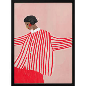 Tela Tejida 100% Algodón La Mujer con Rayas Rojas - Product Image 2
