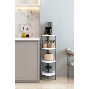 Tuna White 4-Tier Wooden Round Side Table, Plant Stand and <b>Decorative</b> <b>Shelf</b> - Product Image 6