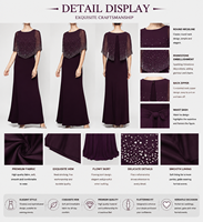 Robe de soirée longue à manches cape ornée de strass pour femme, robe de soirée élégante, robe de fête, OEM ODM