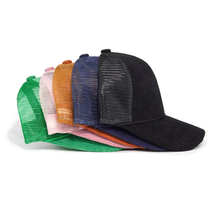 Personalizable OEM al por mayor de pana de color sólido gorra de béisbol de 6 paneles gorra de camionero 3D de malla bordada gorra de camionero - Product Image 3