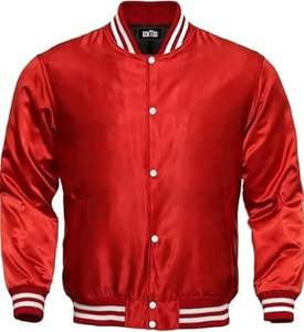 Personalizado liso recubierto a prueba de viento estilo de la calle Logo Letterman tren satén bombardero Varsity chaquetas para hombres - Product Image 1