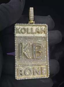 Colgante de Moissanite Real de corte redondo de 4 quilates para hombre, chapado en oro amarillo de 14 quilates - Product Image 3