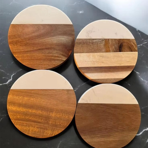 Productos artesanales WoodenSTYLISH para posavasos de madera de mármol redondos de EE. UU. Inauguración de la casa para uso Elegante portavasos y bebidas - Product Image 2
