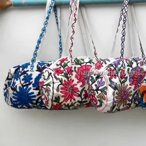漂亮的手工刺绣手提包双柄彩色手工绣花包，适合女性购物旅行包
