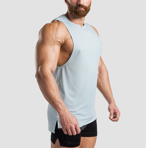 Camisetas sin mangas transpirables para hombre, de talla grande, personalizadas, de punto, 100% algodón, estilo deportivo, atlético, para gimnasio, entrenamiento, uso diario - Product Image 1